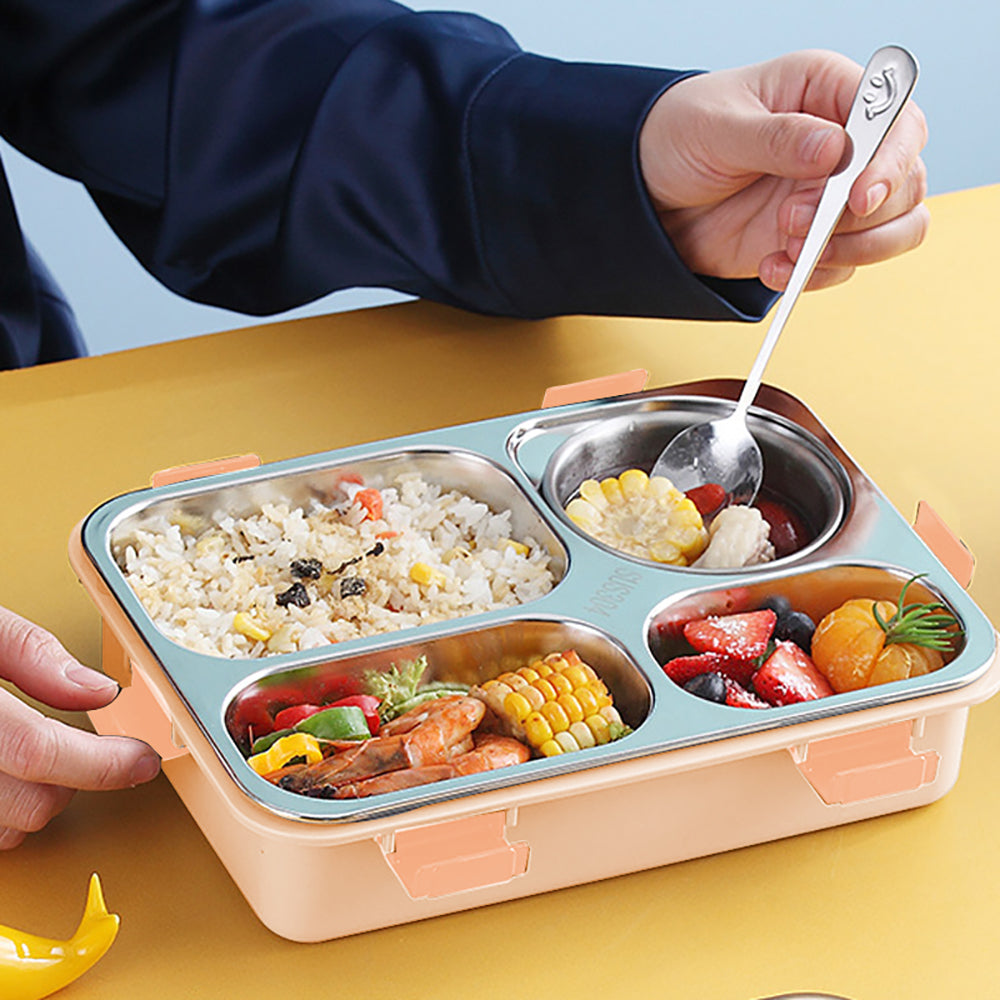 Little Surprise Box Cream Transparent Lid Double Lock Stainless Steel Lunch /Tiffin Box for Kids