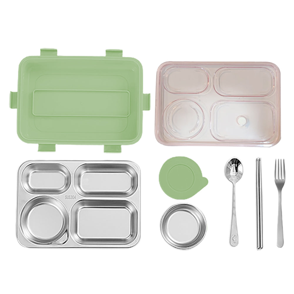 Little Surprise Box Mint Green Transparent Lid Double Lock Stainless Steel Lunch /Tiffin Box for Kids.