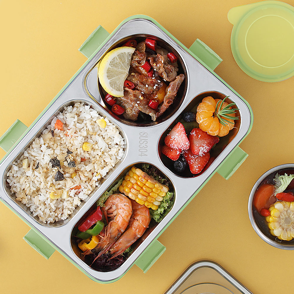 Little Surprise Box Mint Green Transparent Lid Double Lock Stainless Steel Lunch /Tiffin Box for Kids.