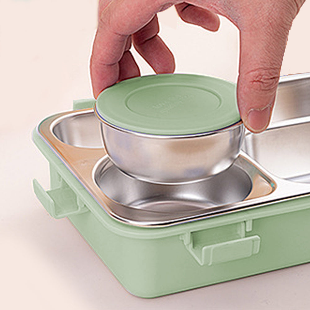 Little Surprise Box Mint Green Transparent Lid Double Lock Stainless Steel Lunch /Tiffin Box for Kids.