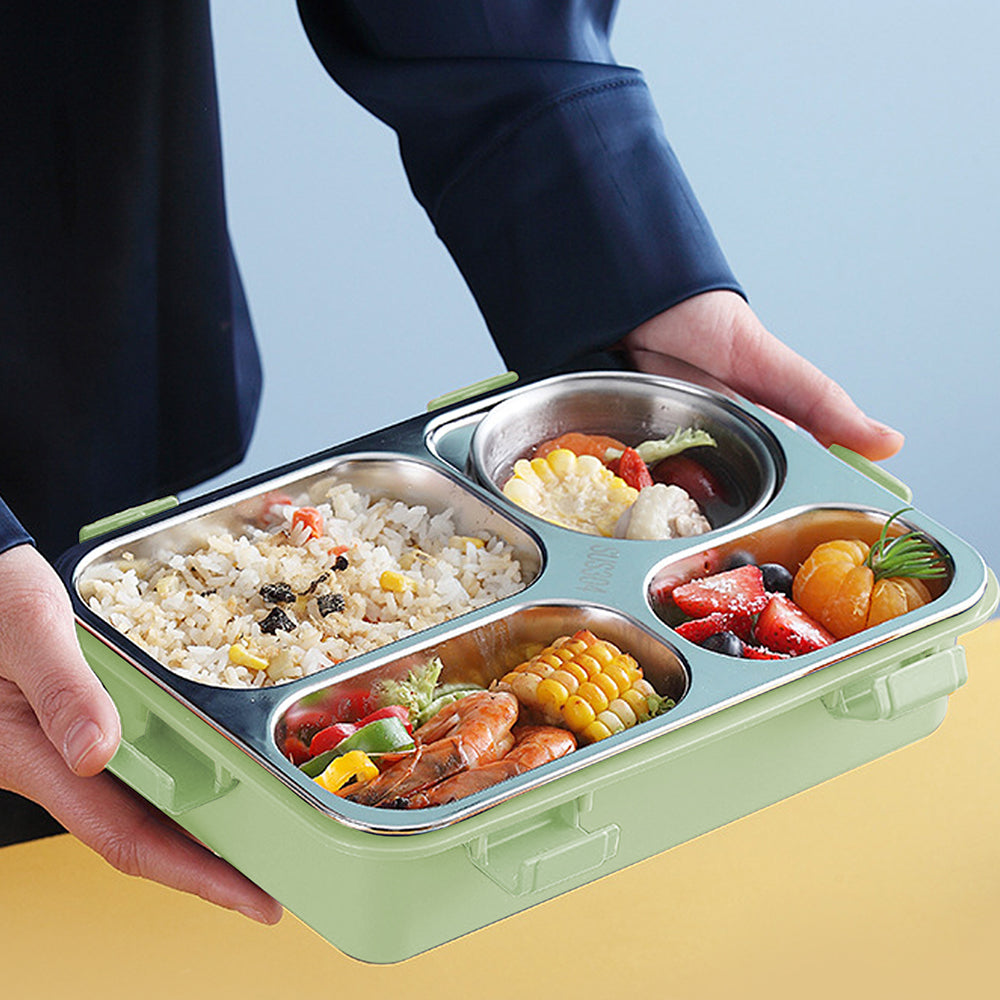 Little Surprise Box Mint Green Transparent Lid Double Lock Stainless Steel Lunch /Tiffin Box for Kids.