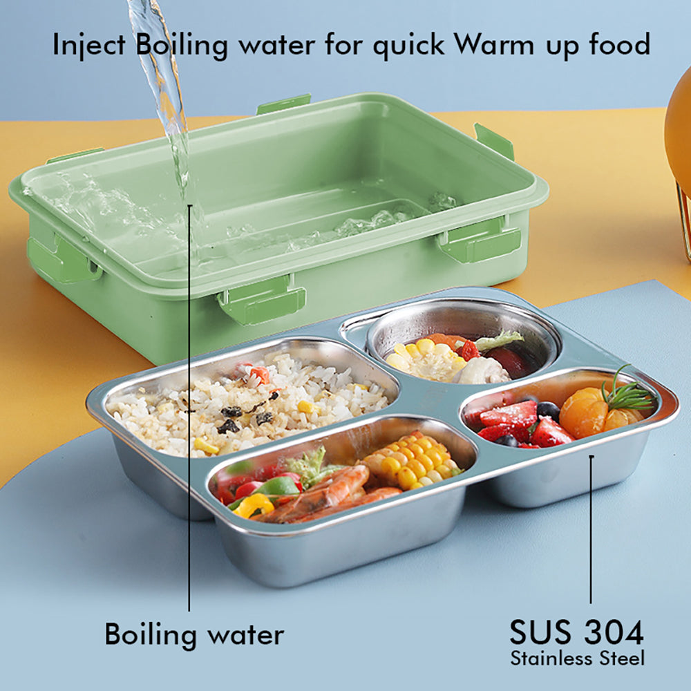 Little Surprise Box Mint Green Transparent Lid Double Lock Stainless Steel Lunch /Tiffin Box for Kids.