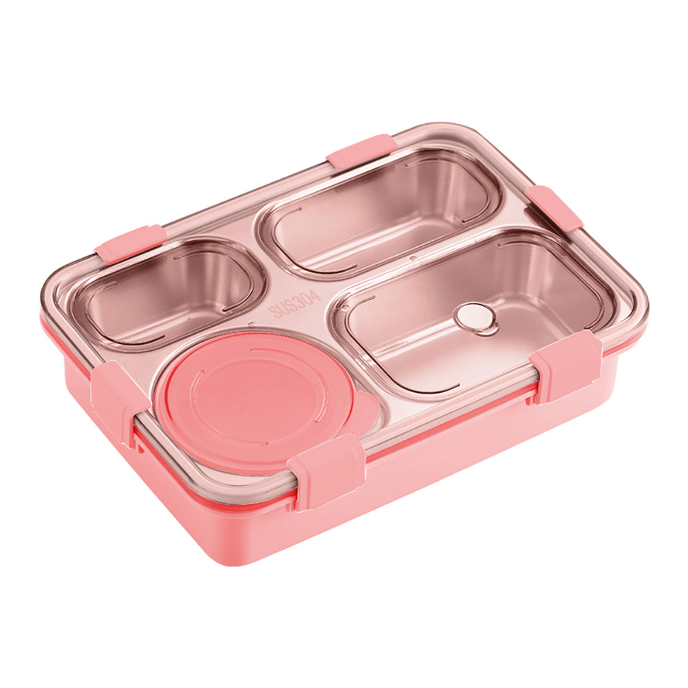 Little Surprise Box Pink Transparent Lid Double Lock Stainless Steel Lunch /Tiffin Box for Kids