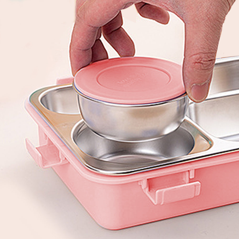 Little Surprise Box Pink Transparent Lid Double Lock Stainless Steel Lunch /Tiffin Box for Kids