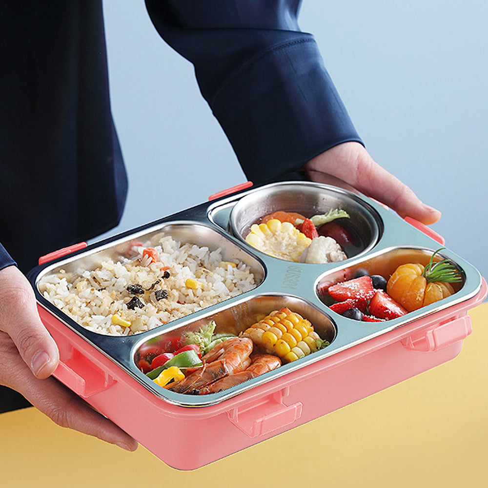 Little Surprise Box Pink Transparent Lid Double Lock Stainless Steel Lunch /Tiffin Box for Kids