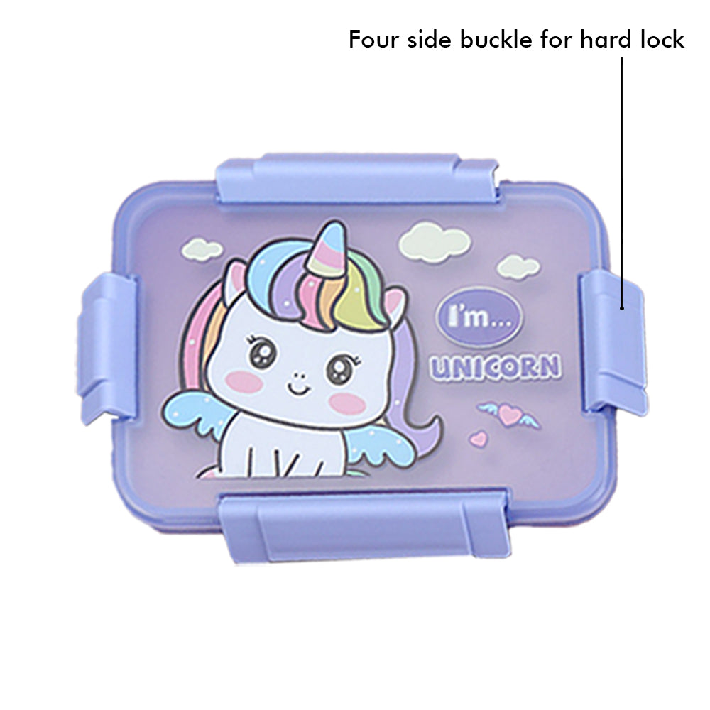Little Surprise Box Big Size Purple Uni Theme Transparent Lid Double Lock Stainless Steel Kids Lunch /Tiffin Box.