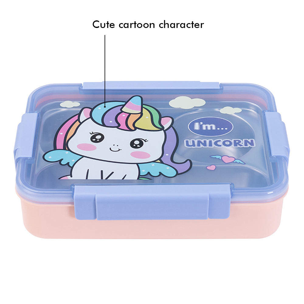 Little Surprise Box Big Size Purple Uni Theme Transparent Lid Double Lock Stainless Steel Kids Lunch /Tiffin Box.