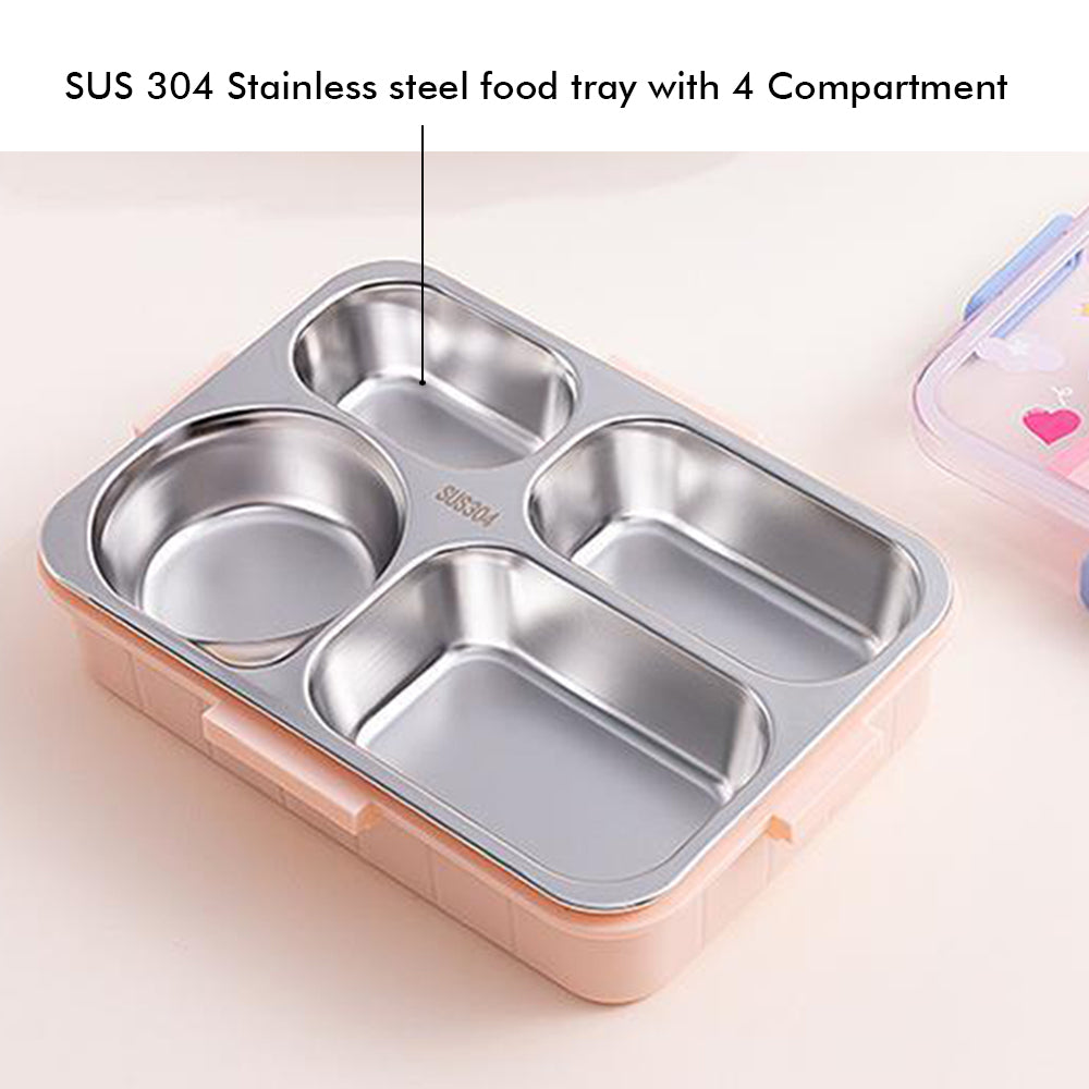 Little Surprise Box Big Size Purple Uni Theme Transparent Lid Double Lock Stainless Steel Kids Lunch /Tiffin Box.