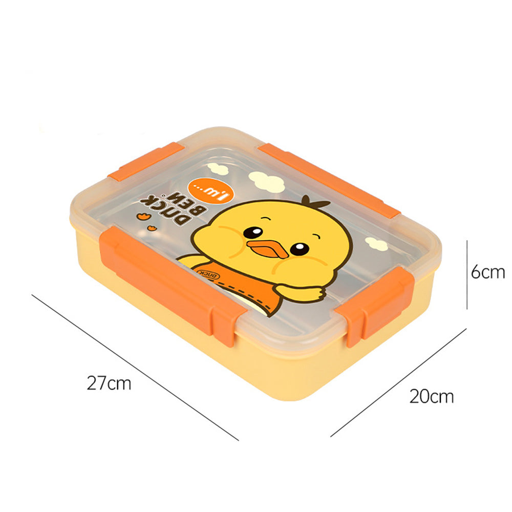 Little Surprise Box Big Size, Yellow Duck, Theme Transparent Lid Double Lock Stainless Steel Kids Lunch /Tiffin Box.