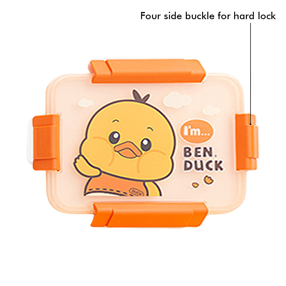 Little Surprise Box Big Size, Yellow Duck, Theme Transparent Lid Double Lock Stainless Steel Kids Lunch /Tiffin Box.