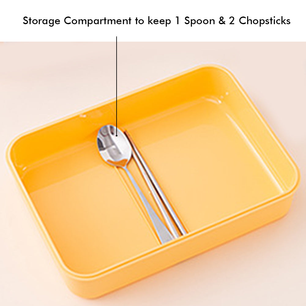 Little Surprise Box Big Size, Yellow Duck, Theme Transparent Lid Double Lock Stainless Steel Kids Lunch /Tiffin Box.