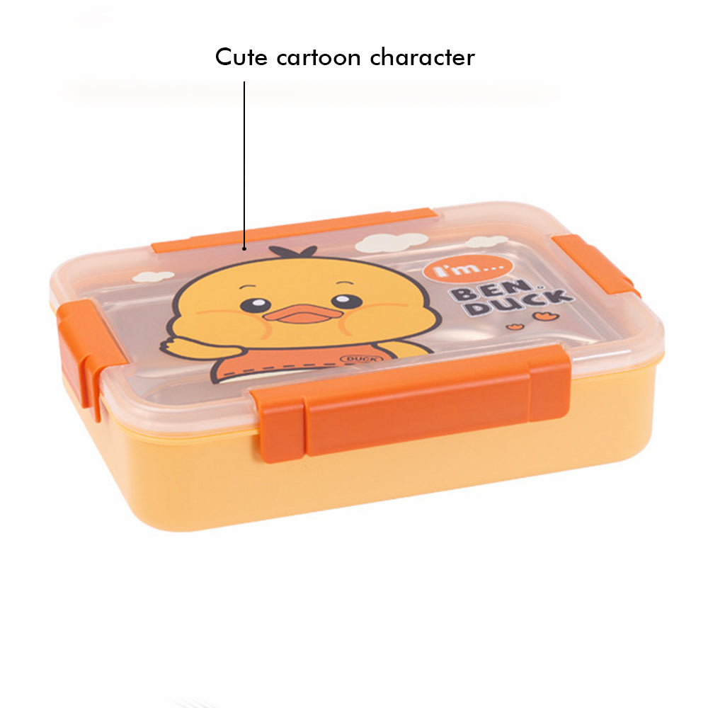 Little Surprise Box Big Size, Yellow Duck, Theme Transparent Lid Double Lock Stainless Steel Kids Lunch /Tiffin Box.