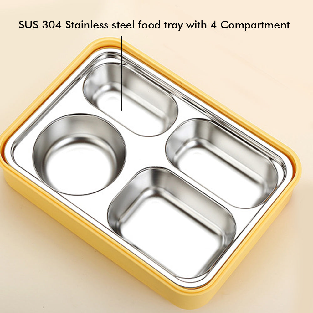 Little Surprise Box Big Size, Yellow Duck, Theme Transparent Lid Double Lock Stainless Steel Kids Lunch /Tiffin Box.