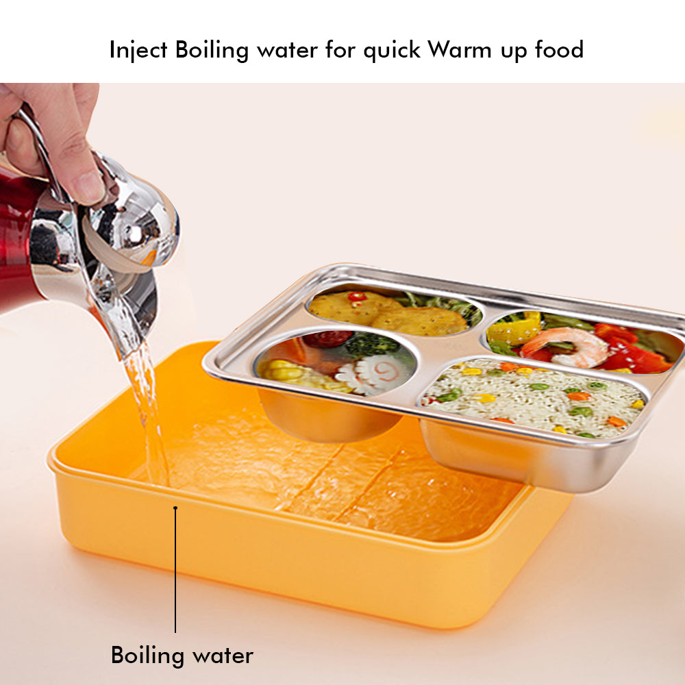 Little Surprise Box Big Size, Yellow Duck, Theme Transparent Lid Double Lock Stainless Steel Kids Lunch /Tiffin Box.