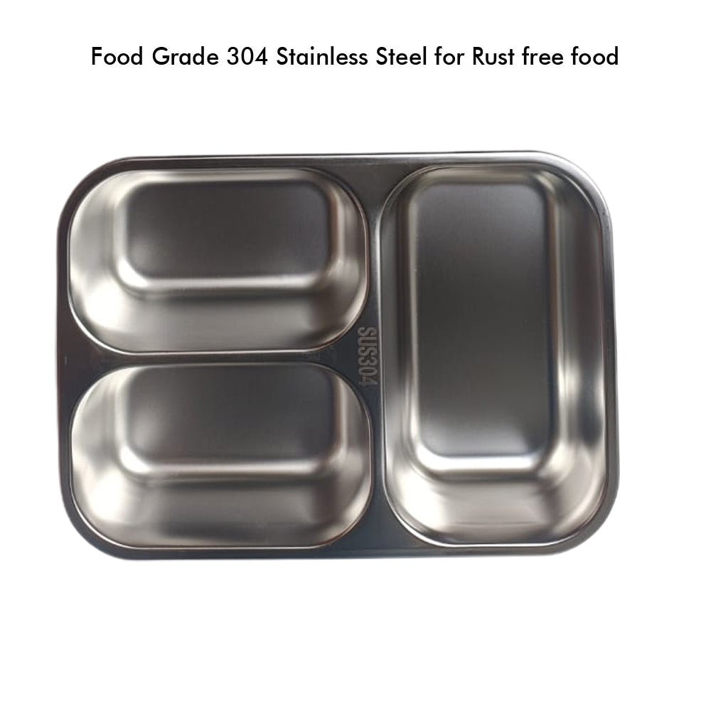Little Surprise Box Mini Size Stainless Steel Lunch Box /Tiffin For Kids And Adults, Pink Uni With Steel Spoon And Steel Chopsticks For Kids And Adults.