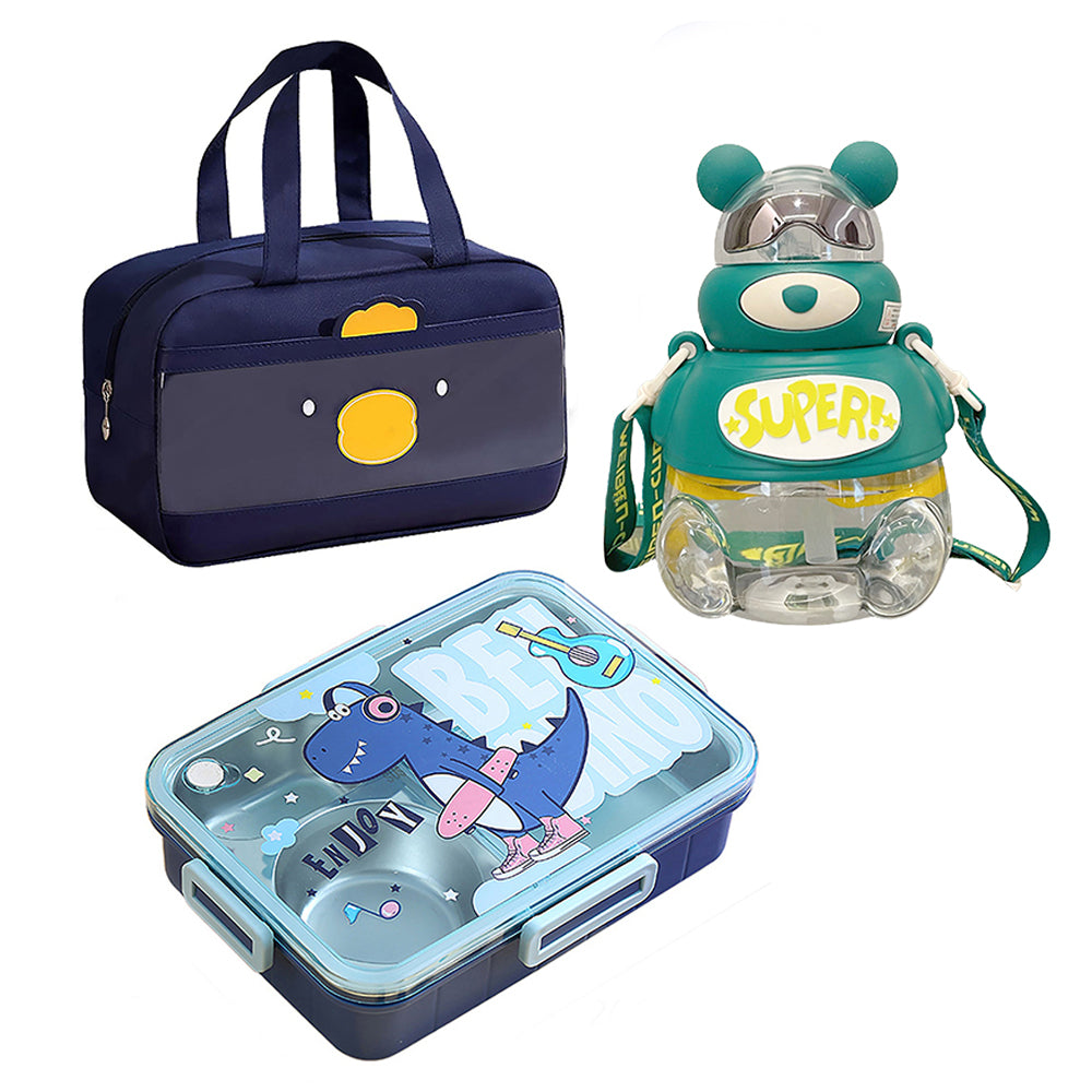 Little Surprise Box Big Dino Kellyjogrn Lunch Box, Insulated Lunch Bag & Water Bottle,Combo Set of 3 for Kids