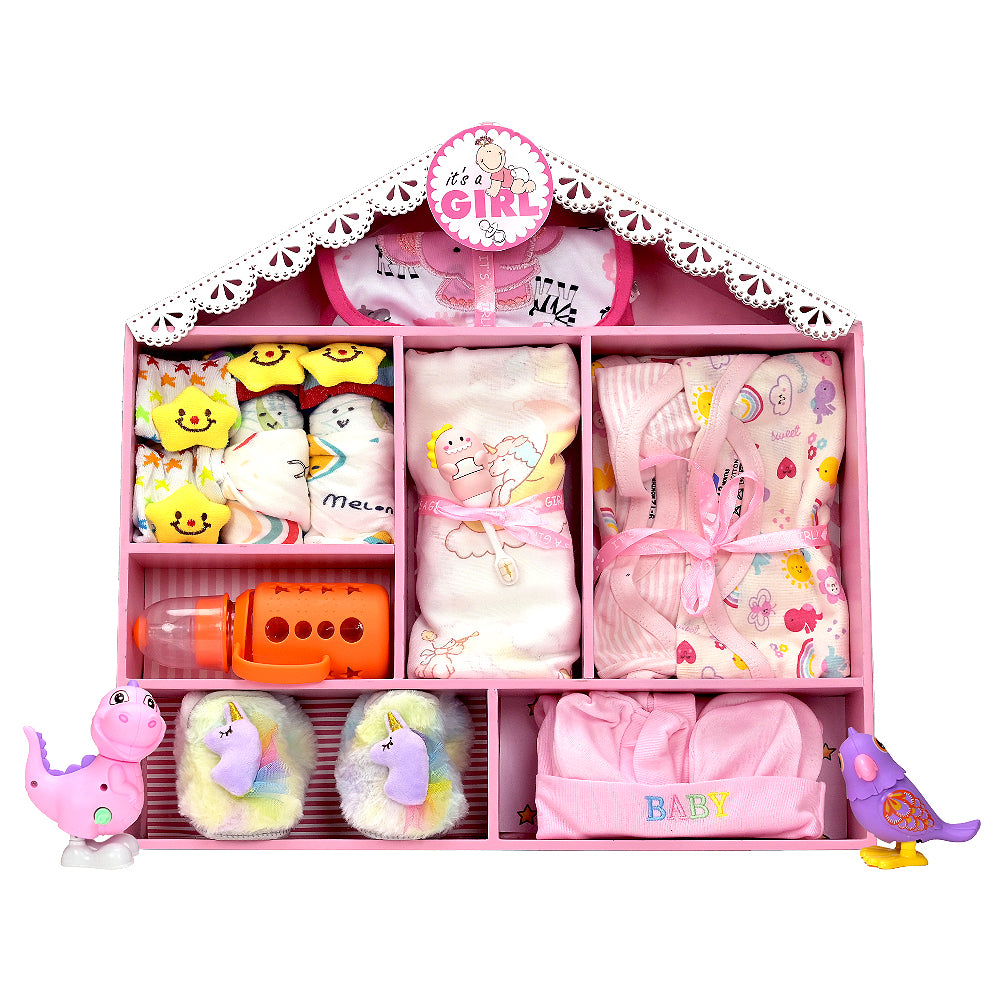 Newborn Baby Girl Wooden Dollhouse Gift Hamper (0-12 months) – Buy