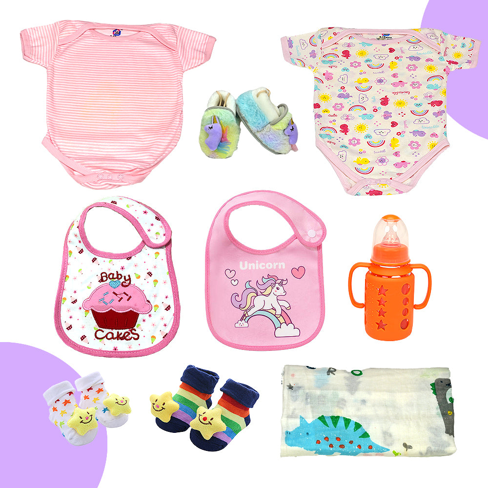 Newborn Baby Girl Wooden Dollhouse Gift Hamper (0-12 months)