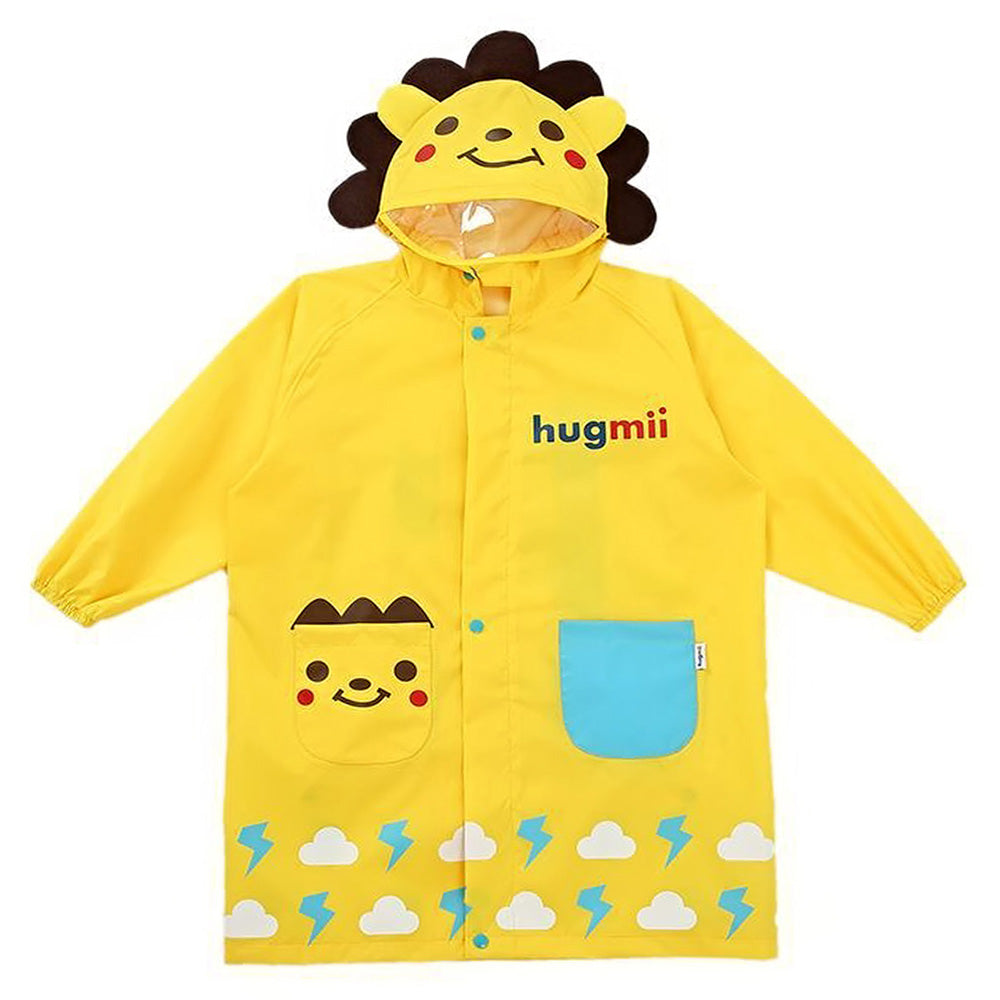 Cloudy 3d Lion bright Yellow Long Style Raincoat For Kids