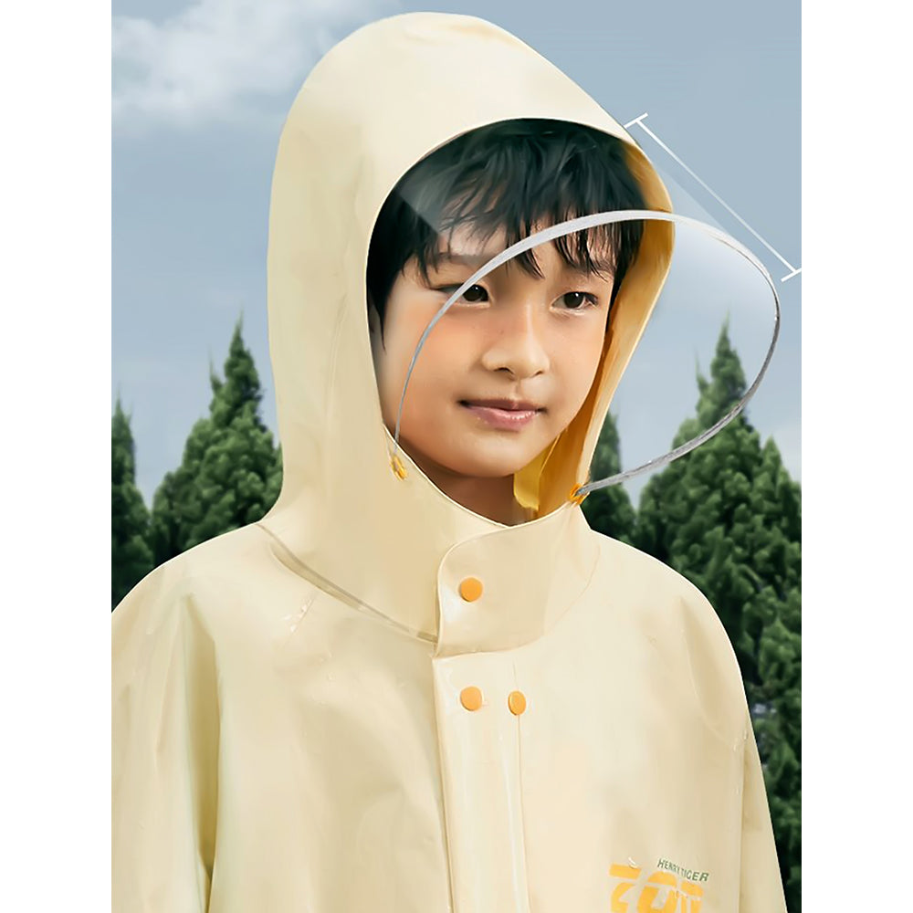 Little Surprise Box, Cream Animal Print Knee Length Raincoat for Kids & Teens