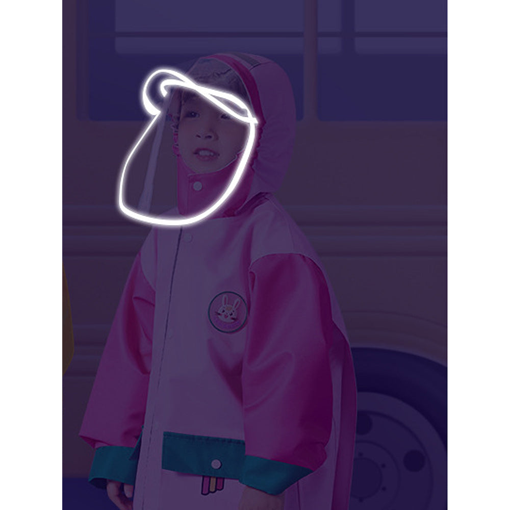 Little Surprise Box, Pink Easter Bunny Knee Length Raincoat For Kids