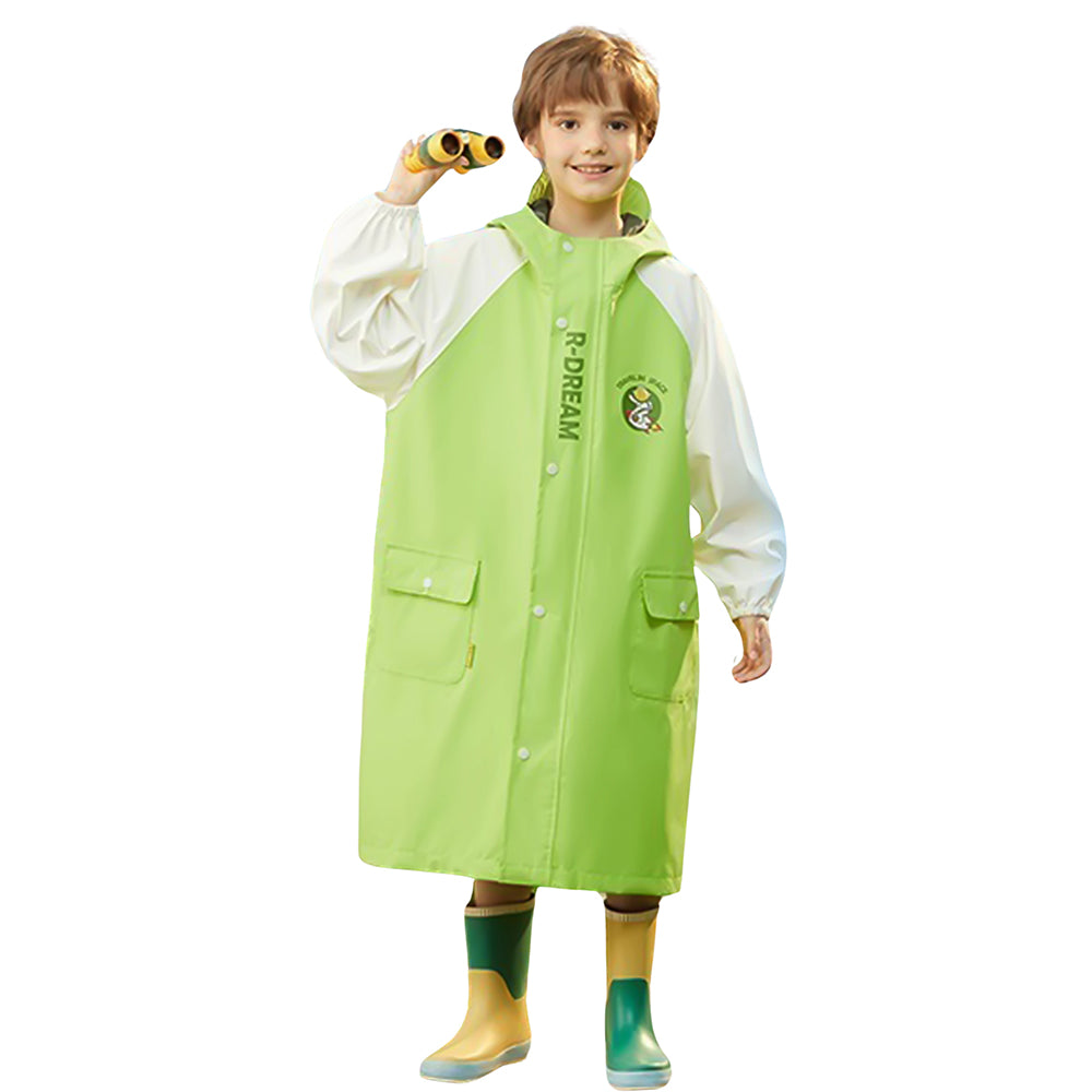 Little Surprise Box, Lemon Green Cap Style knee length Raincoat for Kids & Teens