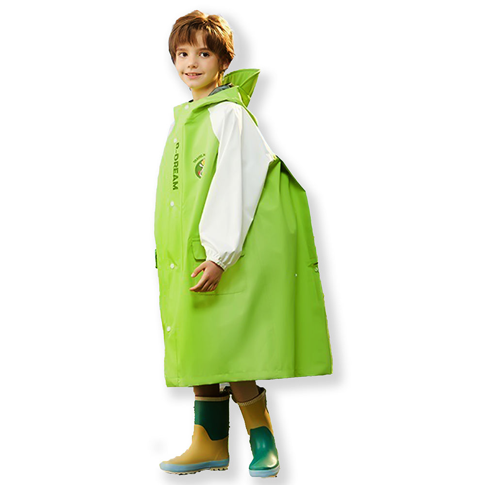 Little Surprise Box, Lemon Green Cap Style knee length Raincoat for Kids & Teens