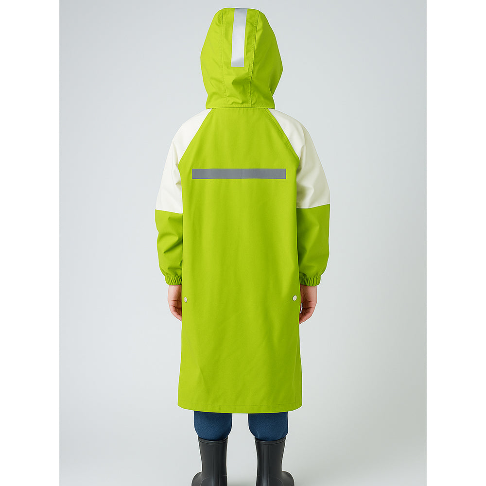 Little Surprise Box, Lemon Green Cap Style knee length Raincoat for Kids & Teens