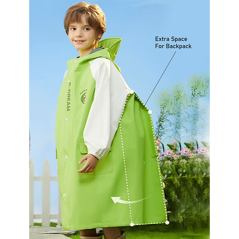 Little Surprise Box, Lemon Green Cap Style knee length Raincoat for Kids & Teens