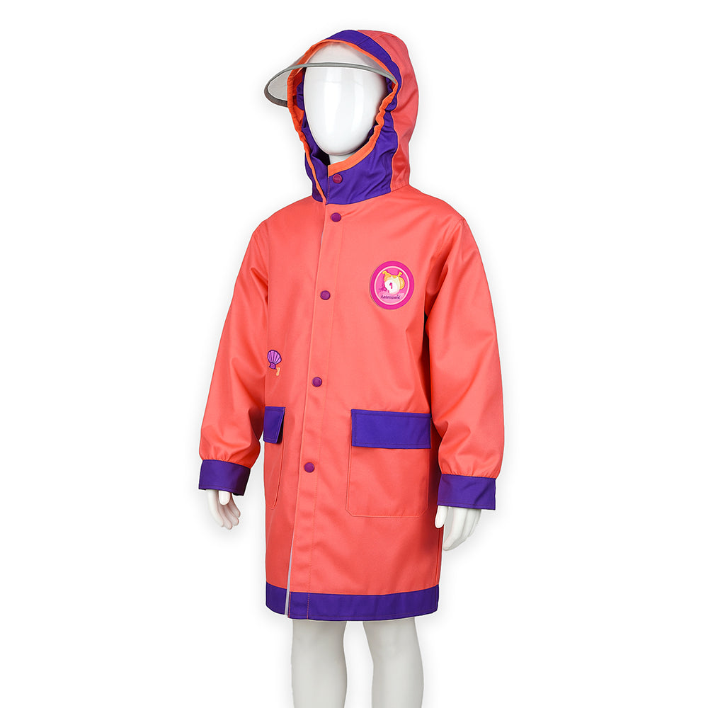 Little Surprise Box, Peach Donut Unicorn Knee Length Raincoat For Kids