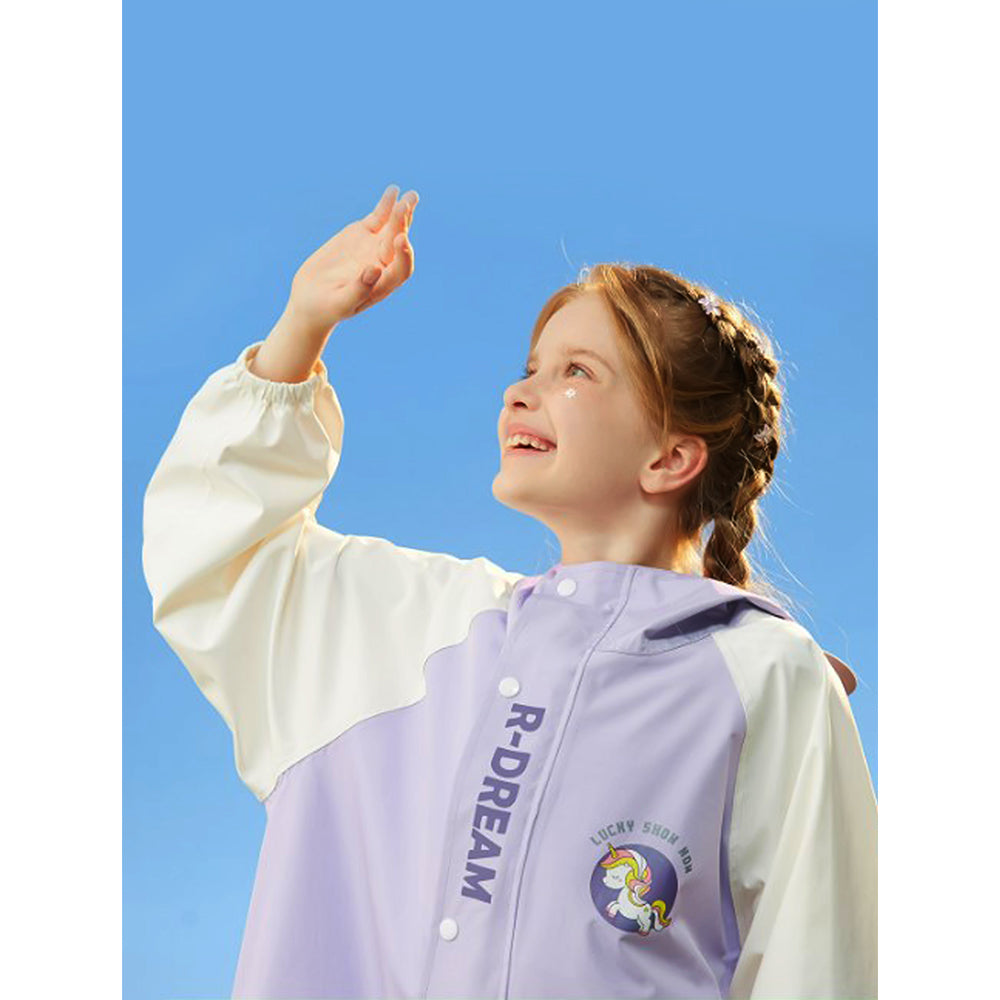 Little Surprise Box, Purple Uni Cap Style Knee length Raincoat for Kids & Teens