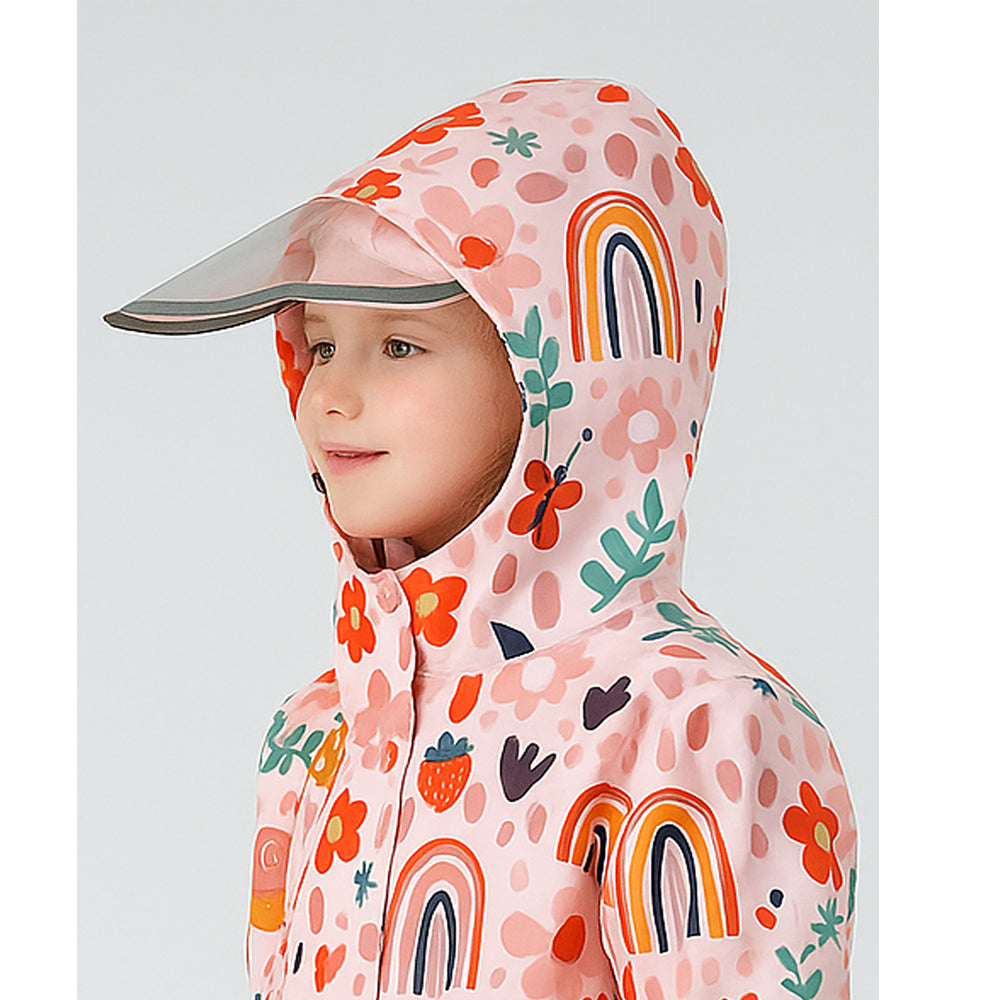 Little Surprise Box, Rainy Garden theme Knee Length Raincoat For Kids
