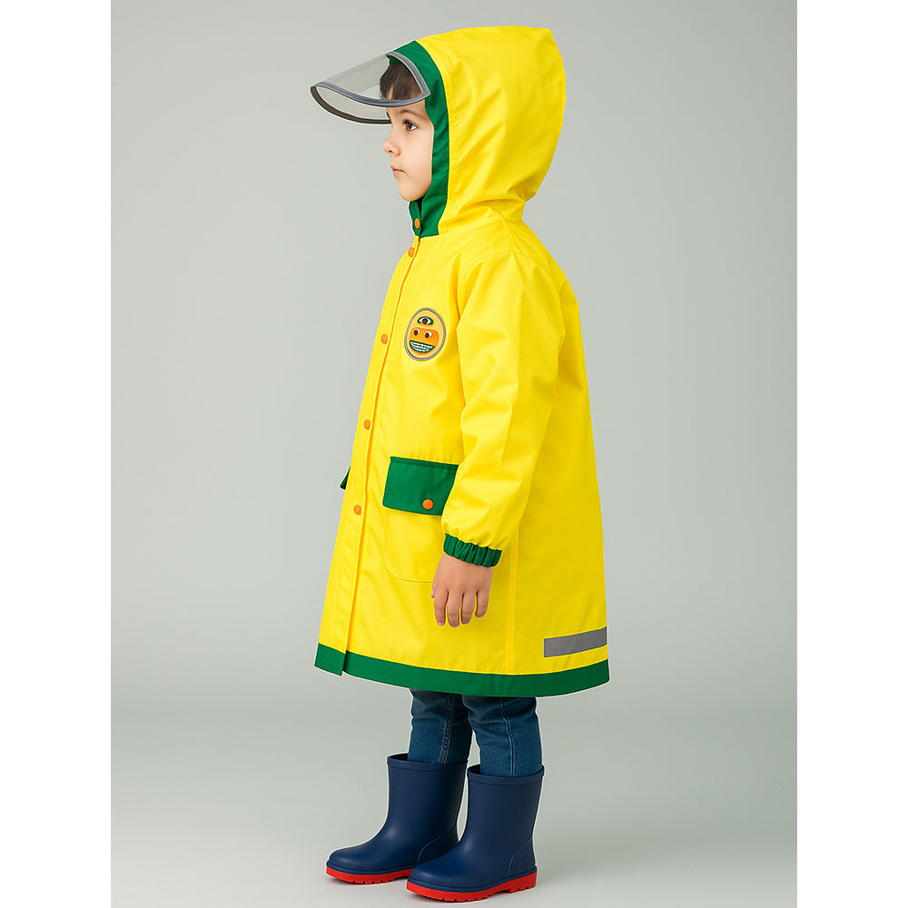 Little Surprise Box, Yellow Robot Knee Length Raincoat For Kids