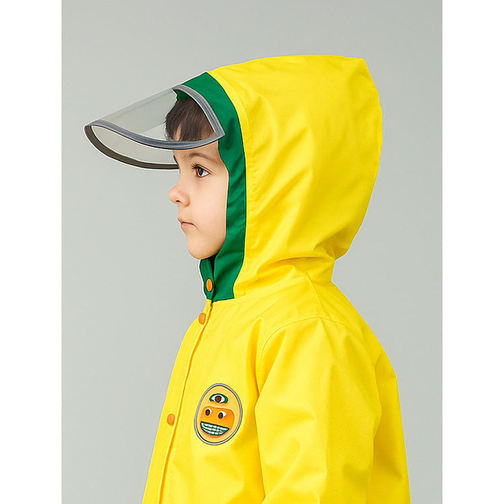 Little Surprise Box, Yellow Robot Knee Length Raincoat For Kids