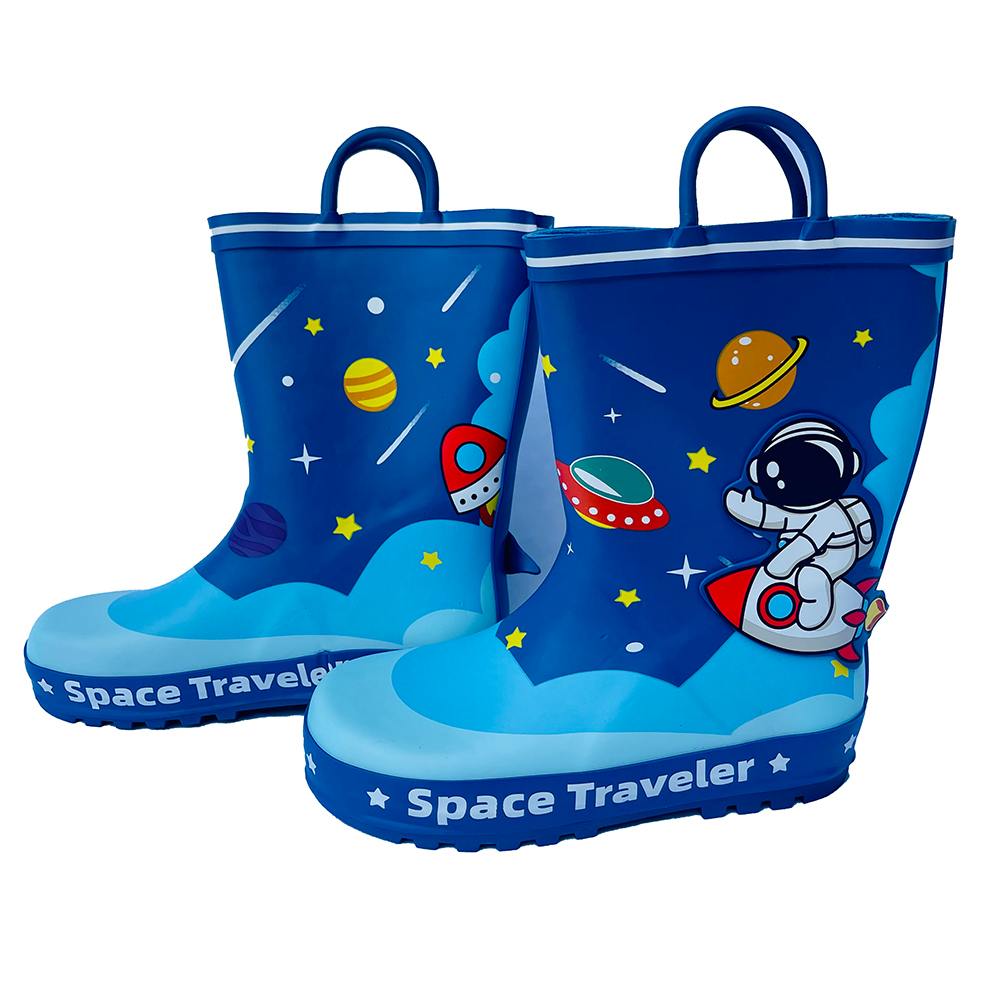 Space Traveller Waterproof Flexible Rubber Rain Gumboots For Kids,Blue
