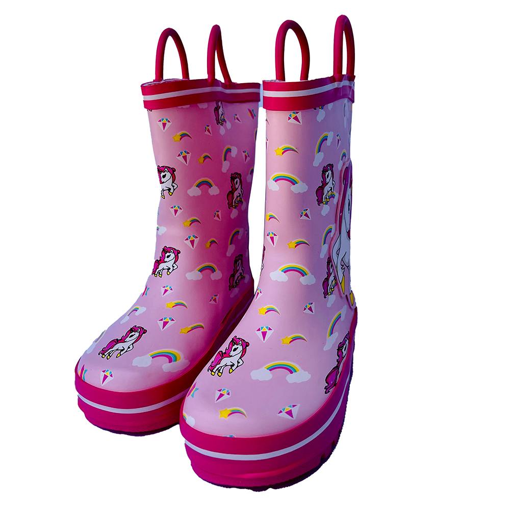 Ms. Gracy Unicorn Waterproof Flexible Rubber Rain Gumboots For Kids - Pink