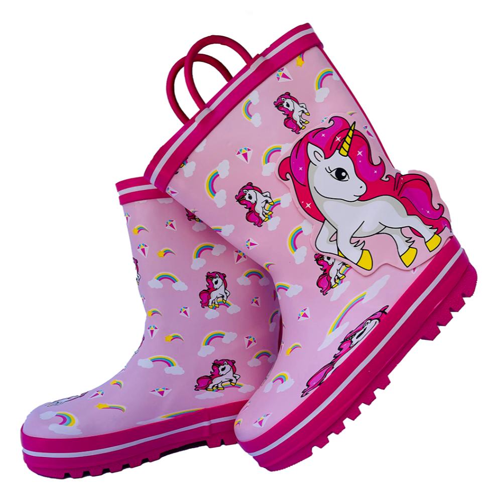 Ms. Gracy Unicorn Waterproof Flexible Rubber Rain Gumboots For Kids - Pink