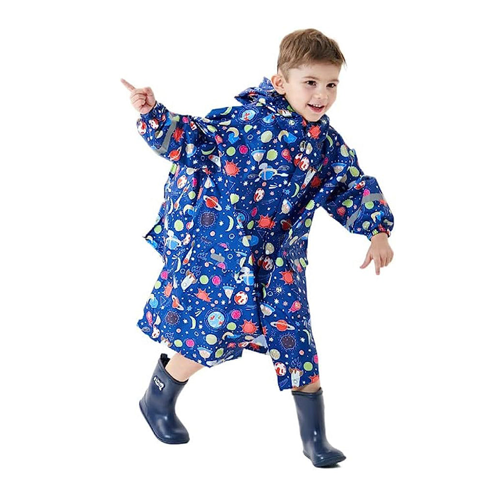 Little Surprise Box, Starry Planet Theme, Knee Length Raincoat For Kids