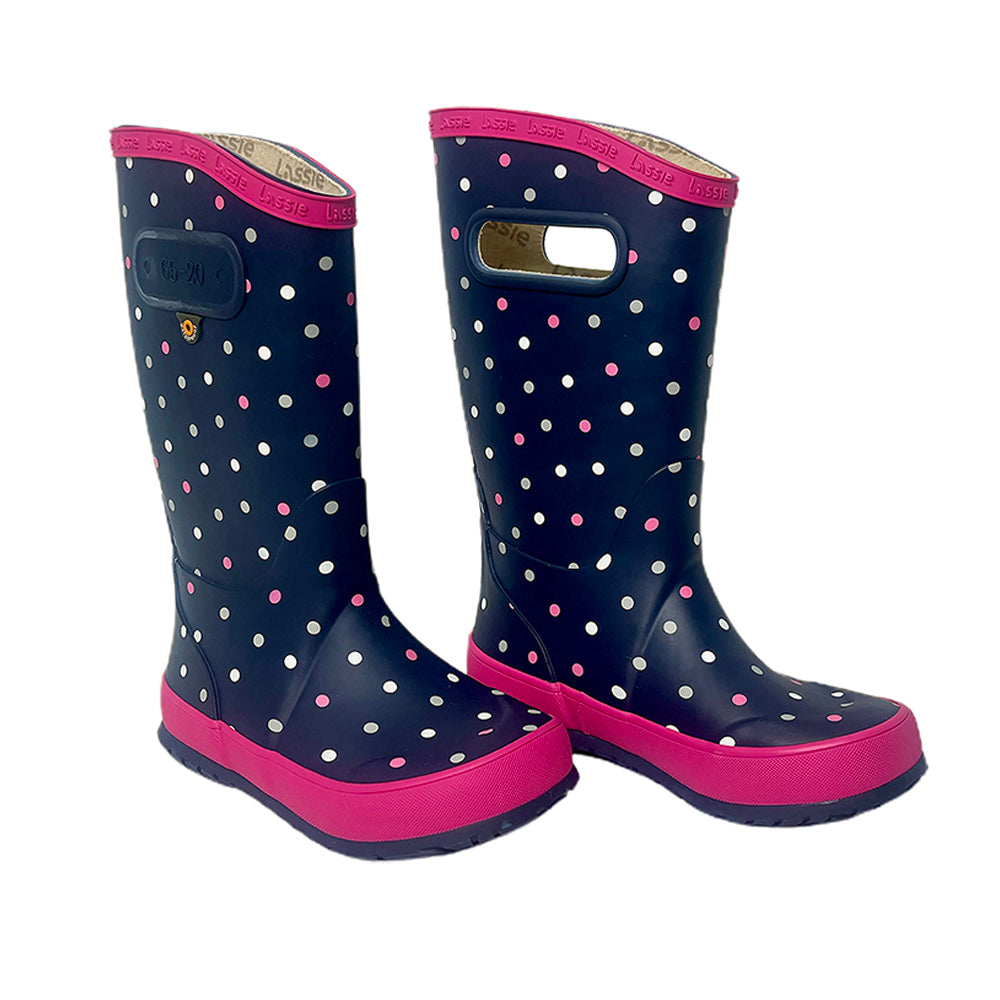 Little Surprise Box Ms. Dotty Curve , Flexible Rubber Rain Gumboots for Toddlers and Kids