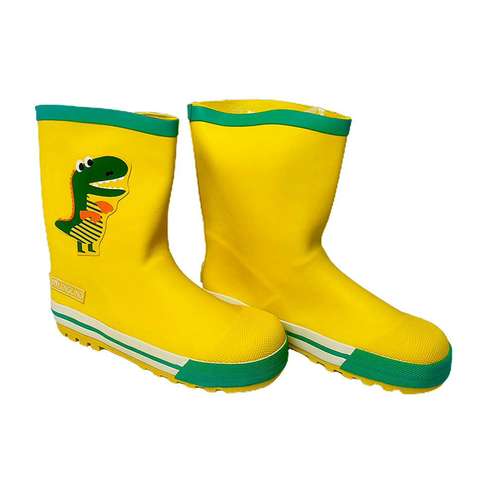 Little Surprise Box Mr. Yelosaur Stripe , Flexible Rubber Rain Gumboots for Toddlers and Kids