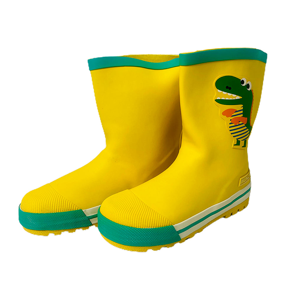 Little Surprise Box Mr. Yelosaur Stripe , Flexible Rubber Rain Gumboots for Toddlers and Kids
