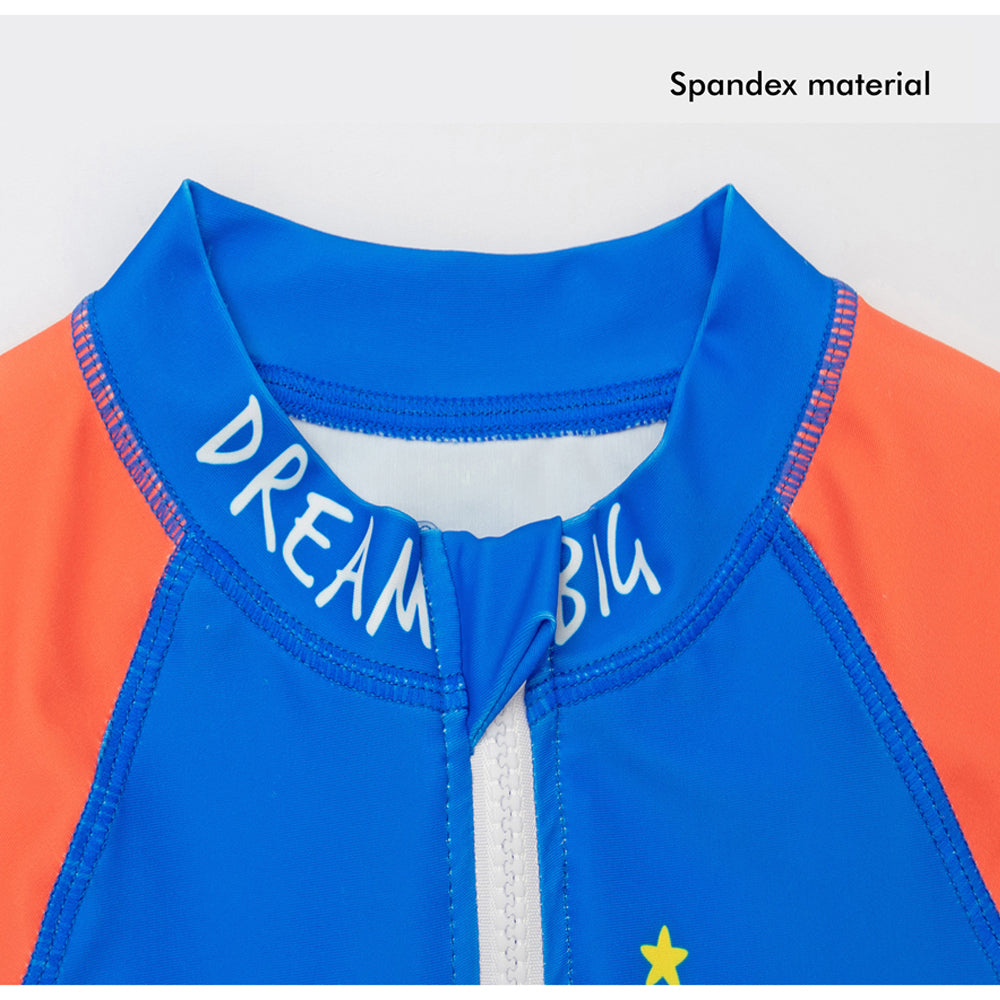 Little Surprise Box,2 pcs Shirt & Pants set LSB Blue & Orange Space Swimwear Full length for Kids with UPF 30+