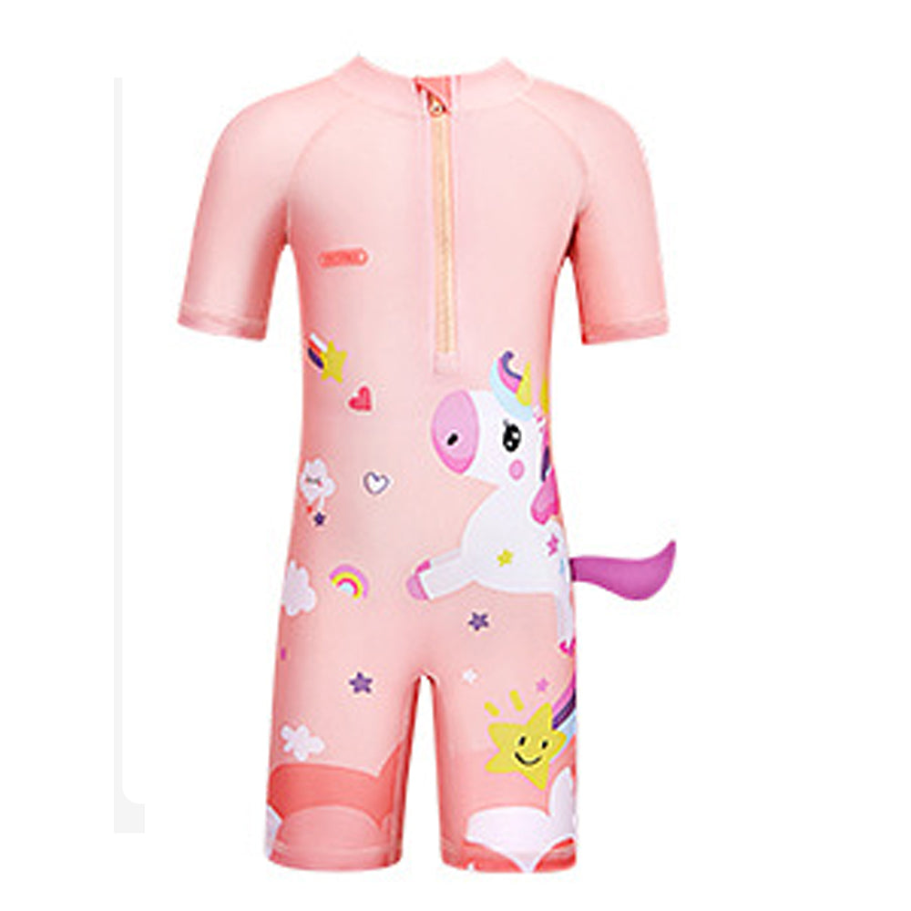 Little Surprise Box 3d Tail Peach Unicorn Swimwear for Toddlers & Kids with UPF 50+