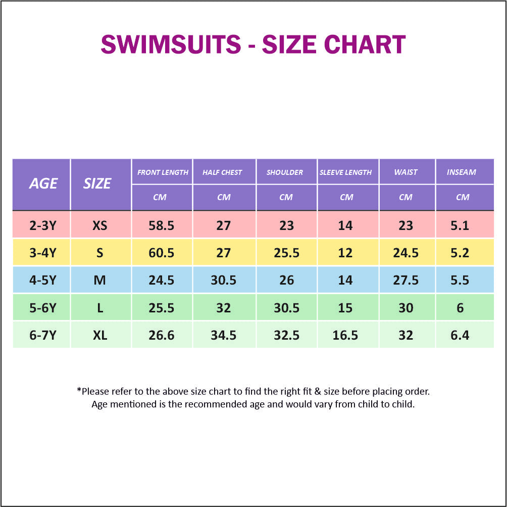 Mint Printed Design knee length Swimwear for Kids and Teens