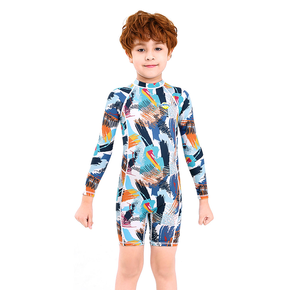 Little Surprise Box Full Sleeves Knee Length Multi Geometric Print Kids Swimwear UP50 +