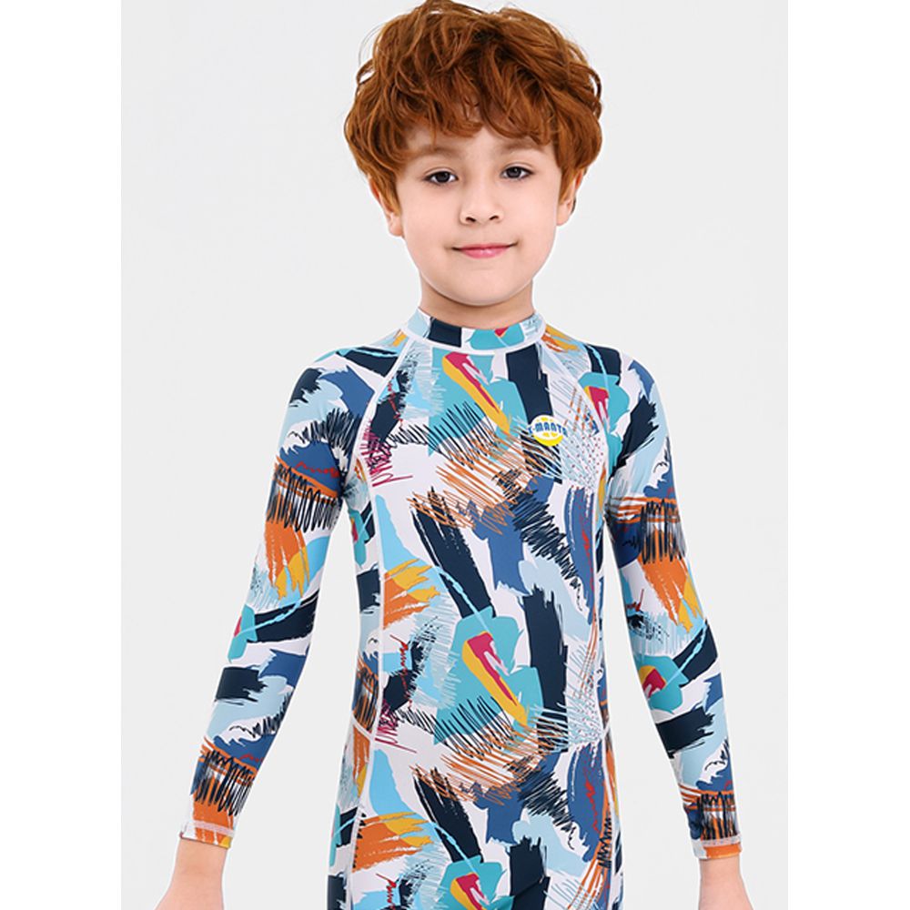 Little Surprise Box Full Sleeves Knee Length Multi Geometric Print Kids Swimwear UP50 +