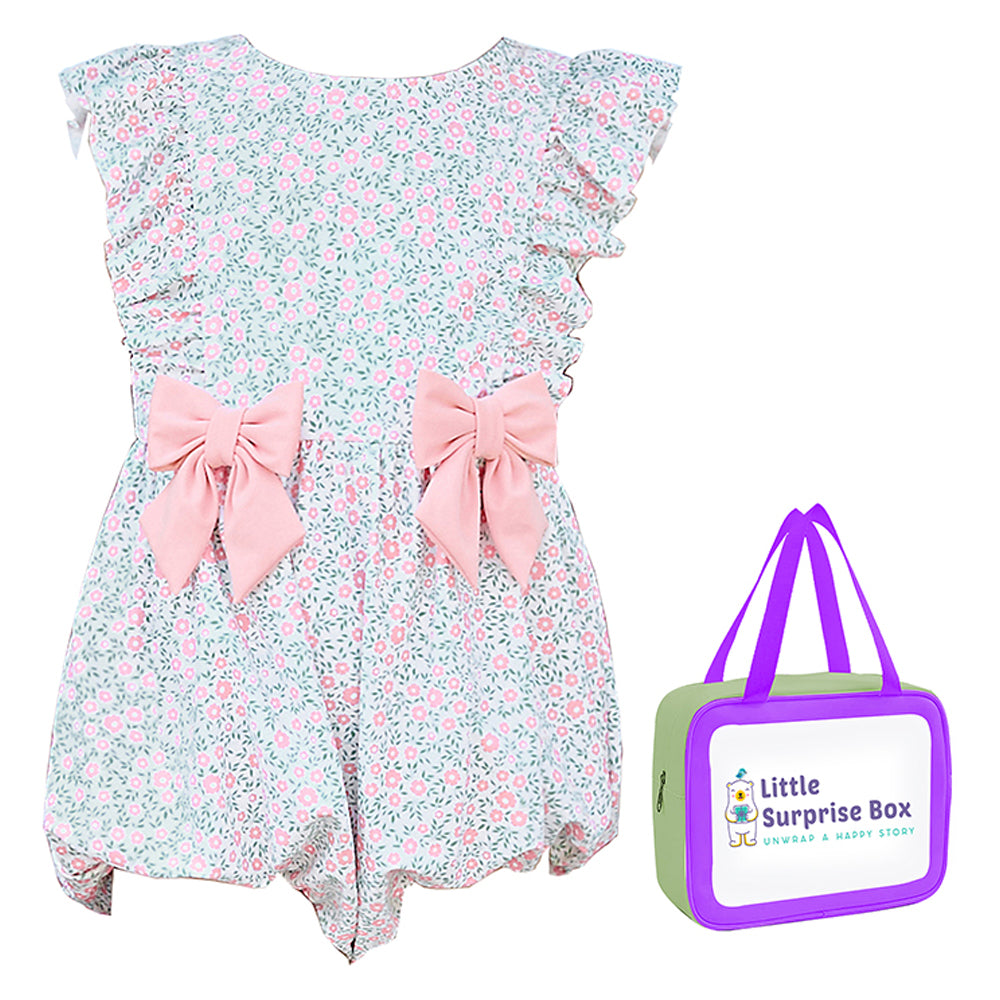 Little Surprise Box, One Piece Little Miss Pink Bow print Swimwear +Swim Cap for Kids & Toddlers