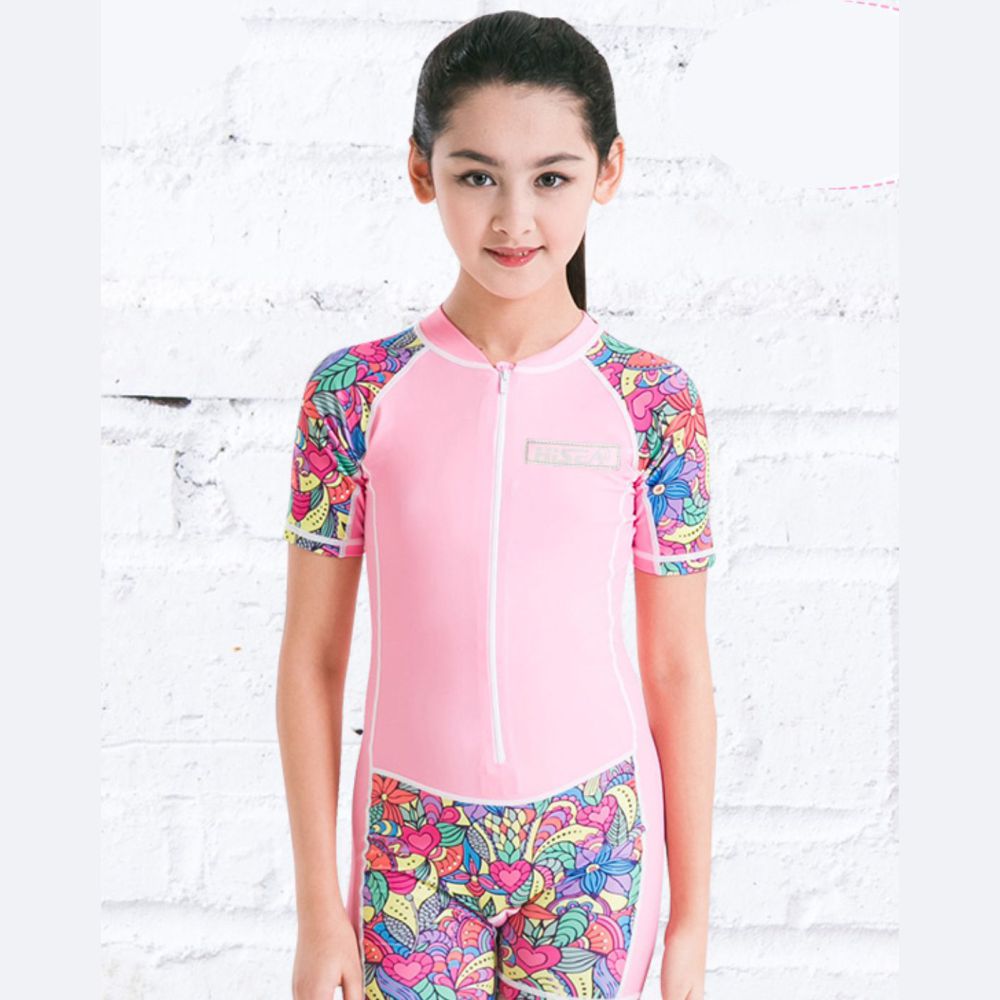 Pink Mandala Design knee length Swimwear for Kids and Teens-2-3Y