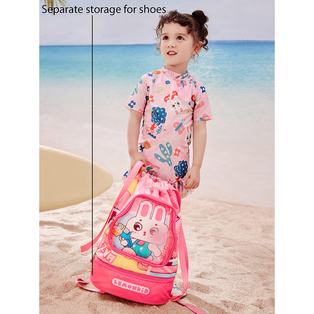 Kids Pink Rabbit Face, Waterproof Swimming Bag/ Beach Bag.