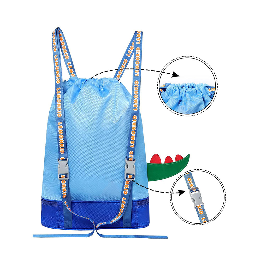 Kids Round Dinosaur , waterproof Swimming Bag/Beach Bag, Blue